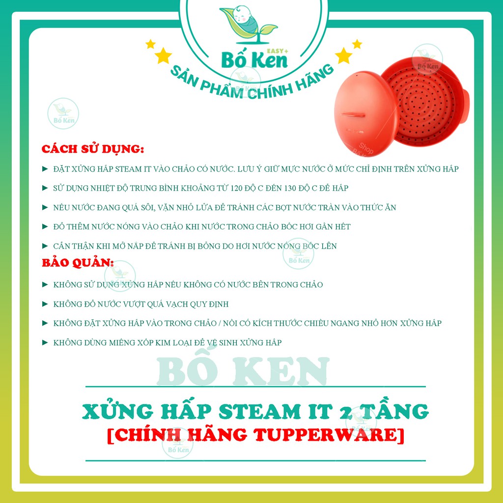 Shop Bố Ken Xửng Hấp Steam It 2 Tầng [ CHÍNH HÃNG TUPPERWARE]