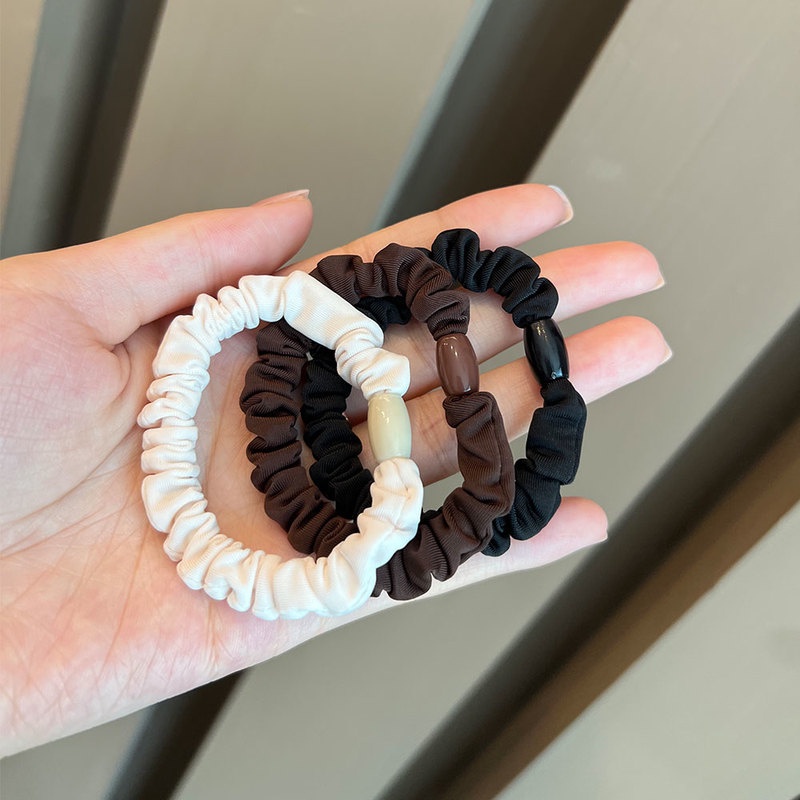 Dây Buộc Tóc Cao Su Nylon Co Giãn Màu Đen Trơn Đơn Giản Dành Cho Nữ