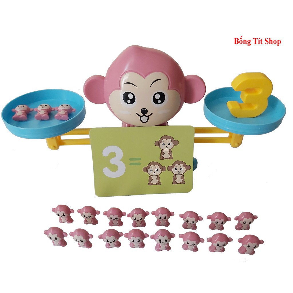 Đồ Chơi Khỉ Cân Bằng Học Toán- Màu Hồng- Phát Triển Tư Duy Cho Bé Monkey Balance