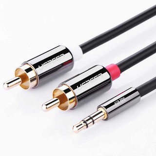 Dây loa 1 đầu 3,5mm ra 2 đầu rca hoa sen chính hãng ugreen dài 2m - 10584