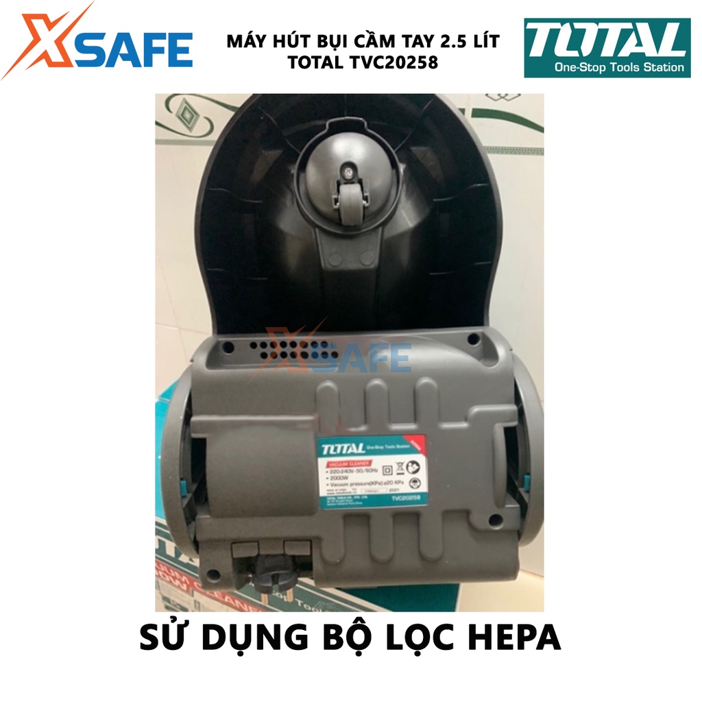 Máy hút bụi cầm tay Total TVC20258 Thiết bị hút bụi mini công suất 260~330W Dung tích:2.5L nhỏ gọn, bánh xe dễ di chuyển