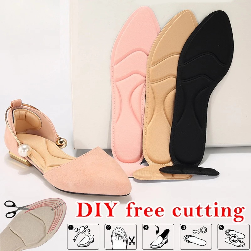 Miếng Lót Giày Cao Gót 5D Bằng Xốp Mềm Thoáng Khí Giảm Đau Chống Trượt 2 Trong 1