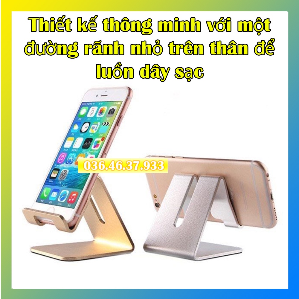 Giá đỡ để bàn cho điện thoại máy tính bảng iPad mini đa năng kệ bằng hợp kim loại nhôm nguyên khối sang trọng cao cấp