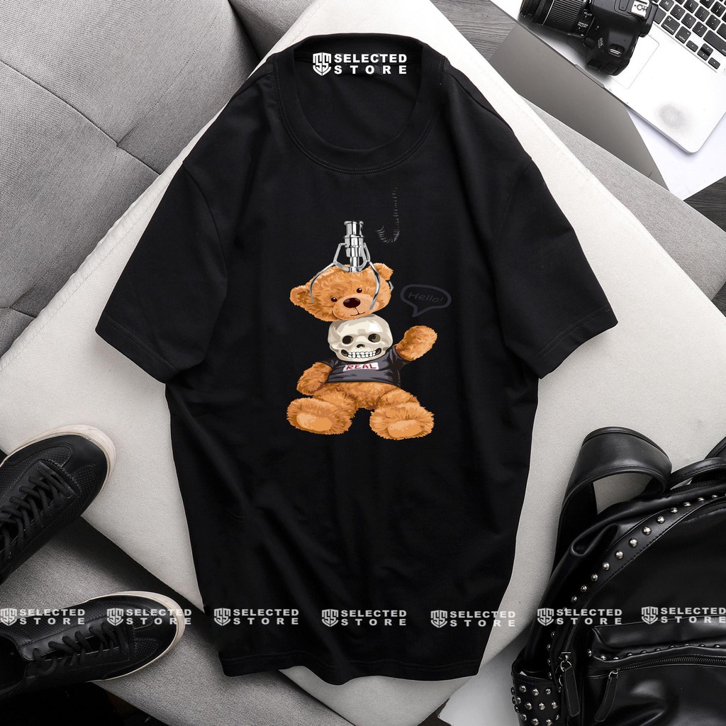 Áo thun tay lỡ nam nữ in hình Bear Skeleton , Vải Cotton Form Oversize - SELECTED.STORE