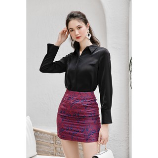 Áo Sơ Mi Lụa Đen Melani