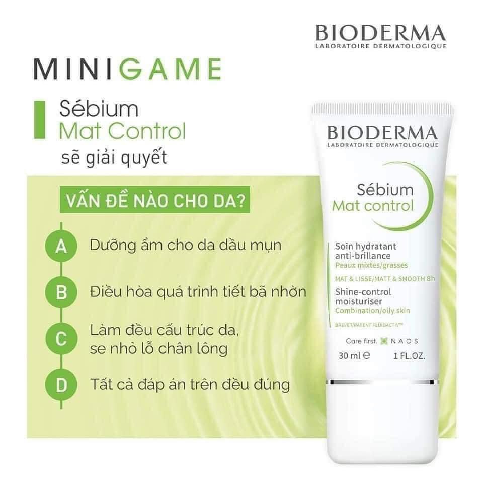 Kem dưỡng Bioderma Sébium Mat Control kiềm dầu thu nhỏ lỗ chân lông 30ml GentsOfficialStore