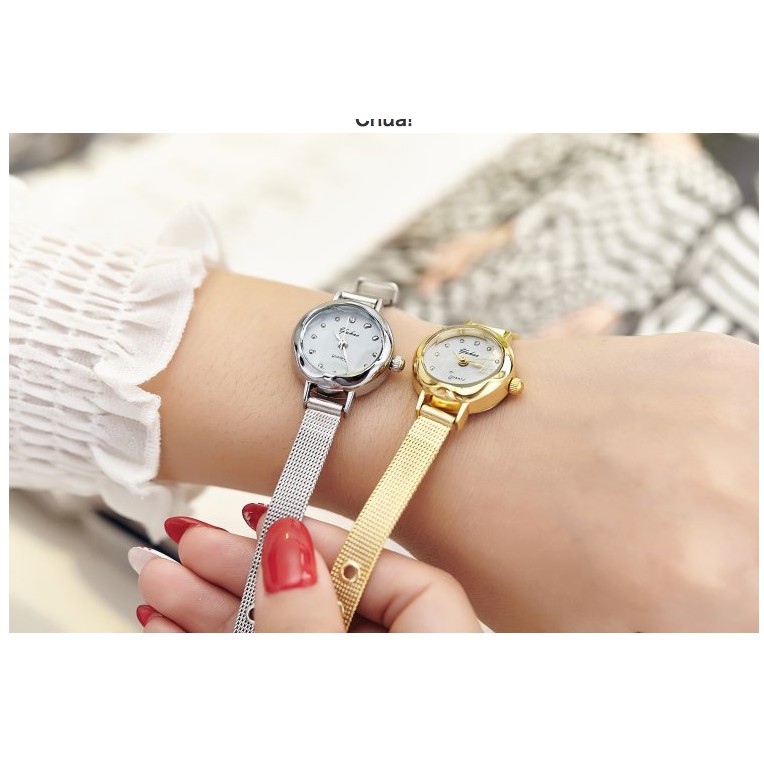 Đồng hồ nữ dây kim loại đẹp bạc vàng mặt nhỏ xinh JIS hàng chính hãng bảo hành 6 tháng