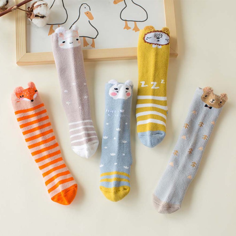 Set 3 Đôi Tất Cổ Cao Hình Thú Đáng Yêu Cho Bé