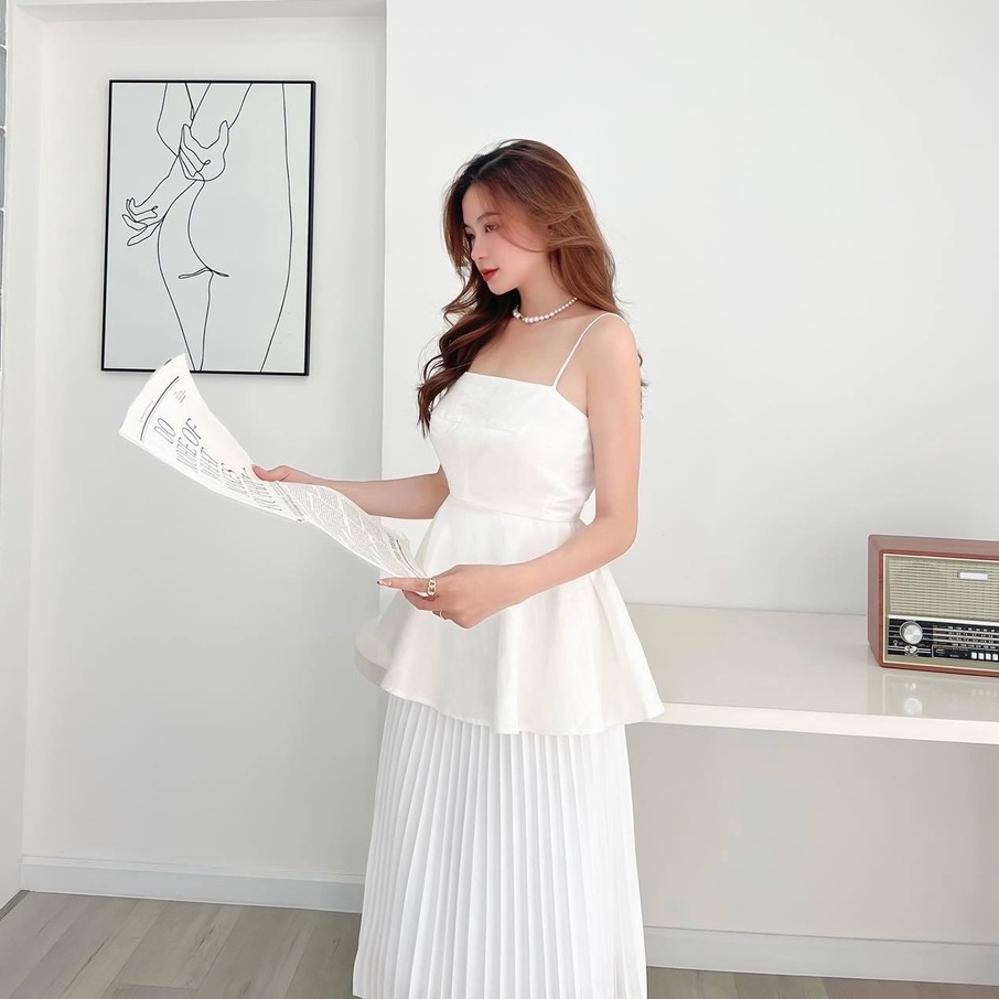 Áo peplum 2 dây tùng xòe