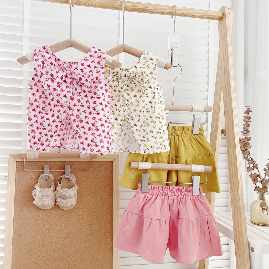 Bộ hè sát nách nơ lưng cho bé giá 8-19kg (1-5 tuổi)