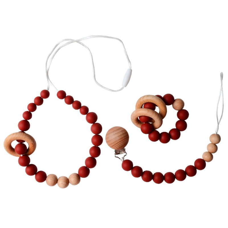 Set 3 Dây Đeo Cổ / Vòng Đeo Tay / Núm Vú Giả Bằng Silicon Không BPA DIY Giá Đỡ