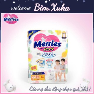 Tã/bỉm quần Merries size XL 38 + 6 miếng (Cho bé 12-22kg) Bỉm xuka