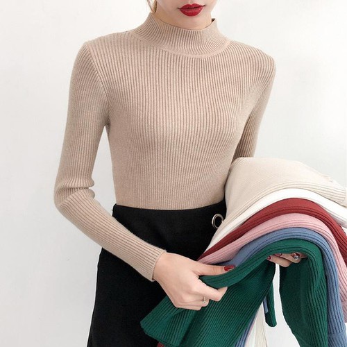Áo len tăm cổ ba phân chất len đẹp mềm mịn đủ màu phong cách trẻ trung Hàn Quốc