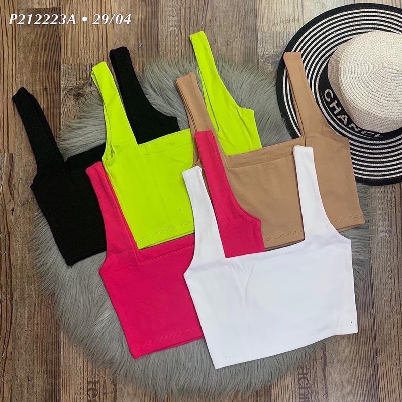 ÁO HAI DÂY CROPTOP CỔ VUÔNG CHẤT BOZIP SỊN