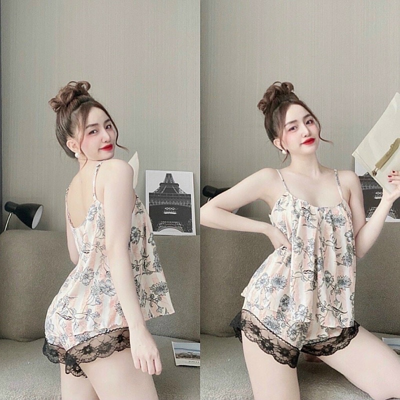 Đồ bộ ngủ hai dây áo xếp ly lụa mango cao cấp | BigBuy360 - bigbuy360.vn