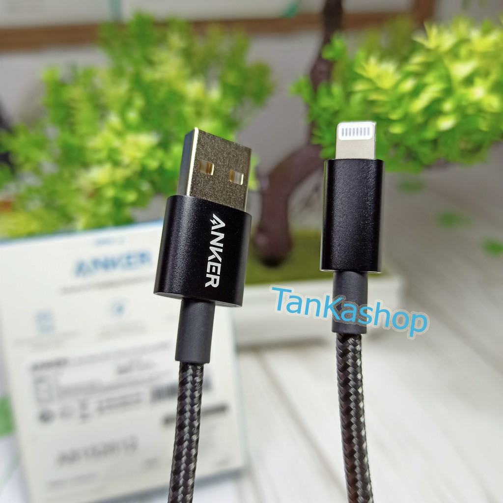 Cáp Sạc Anker Lightning A8152 Bện Dù Siêu Bền, Chuẩn MFi, Chip C89 Chống Cháy, Chiều Dài 1m Dùng Cho iphone ipad