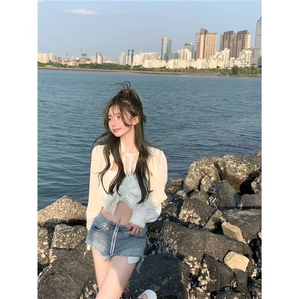 Áo Khoác Cardigan Hai Dây Phối Nơ Quyến Rũ Hợp Thời Trang Cho Nữ