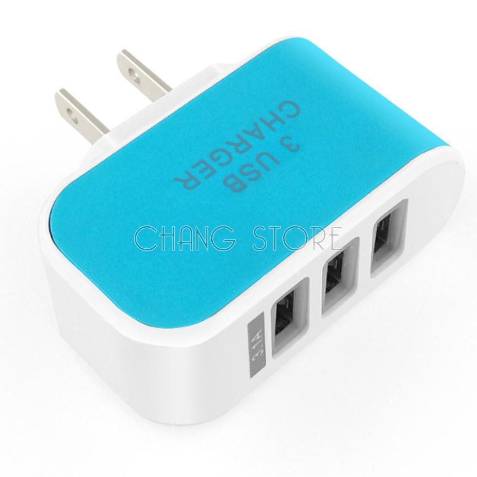 Cốc sạc 3 cổng USB tiện dụng - củ sạc điện thoại nhiều màu tiện lợi