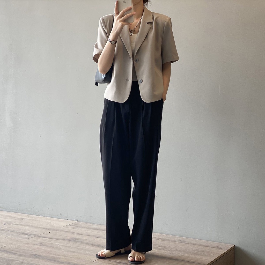 Áo Blazer Croptop Nữ tay ngắn, Áo Croptop Khoác Ngoài cổ vest, Đủ Size Đủ Màu trẻ trung năng động, form ngắn | BigBuy360 - bigbuy360.vn