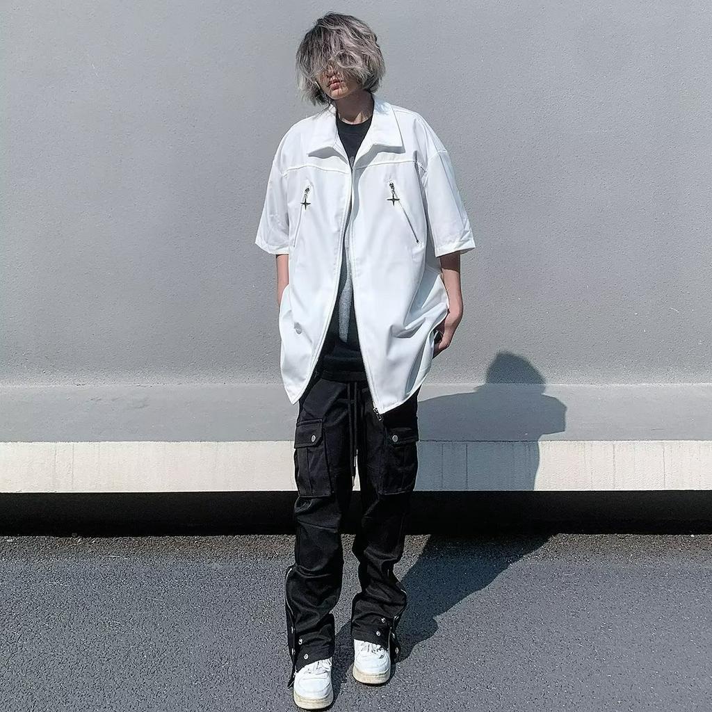 Áo Sơ Mi Ngắn Tay Phong Cách Harajuku Nhật Bản Thời Trang Mùa Hè Cho Nam