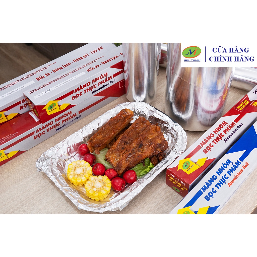 Cuộn giấy bạc nướng nhôm  bọc thực phẩm dùng cho nồi chiên không dầu, lò nướng nhiều kích thước