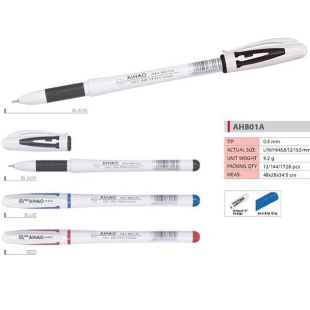 Hộp 12 bút bi nước chữ A AIHAO AH-801A ngòi 0.5 mm