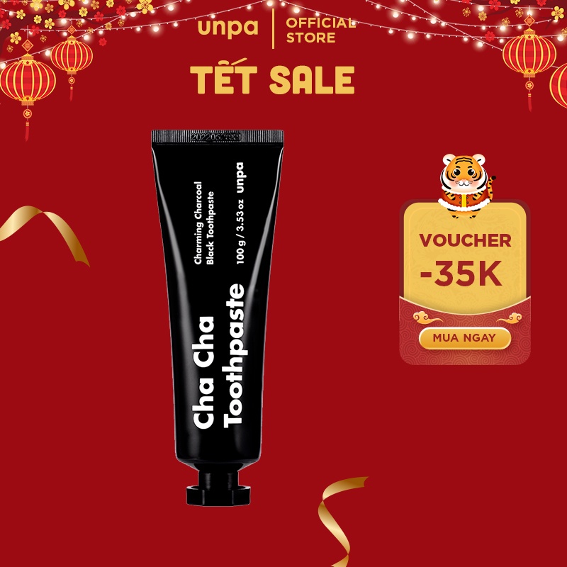 Kem Đánh Răng Than Hoạt Tính Giúp Trắng Răng Và Thơm Miệng Unpa Cha Cha Toothpaste Black 100gr