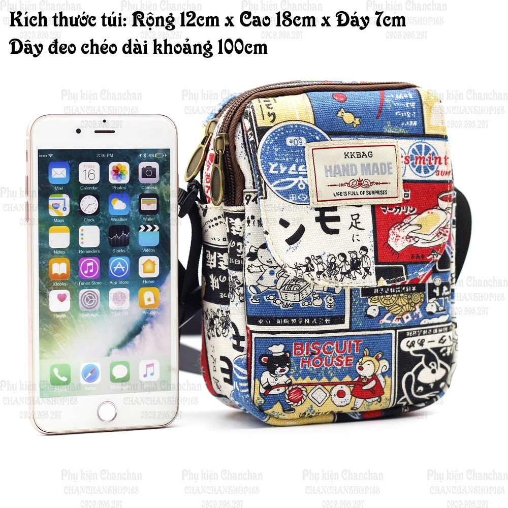 Túi đeo chéo 4 ngăn họa tiết 112k