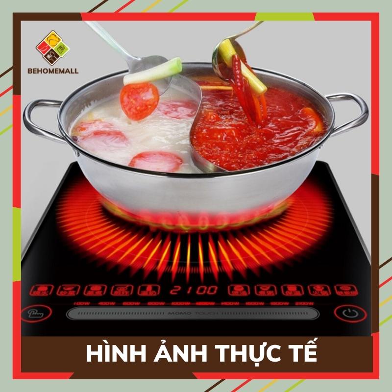 Bộ nồi lẩu 2 ngăn BEHOMEMALL inox 201 kèm bộ bát đũa và muôi múc cao cấp