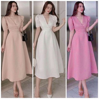 Đầm váy freesize cổ V form dài 3 màu