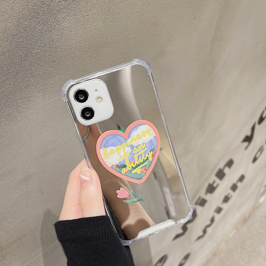 Ốp lưng iphone ốp Điện Thoại Mềm Gắn Gương Hình Trái Tim Hoạt Hình Cho iPhone 12 11 6/6plus/6s/6splus/7/7plus/8/8plus/x/xr/xs/11/12/Pro