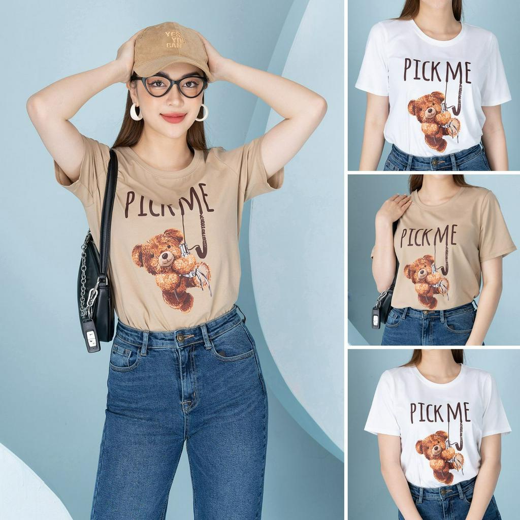 Áo thun nữ form rộng in hình thú - Áo phông Loza G0011