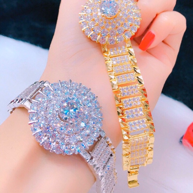 Lắc tay kiểu cao cấp dát vàng 18k dát bạch kim đính xoàn cực đẹp