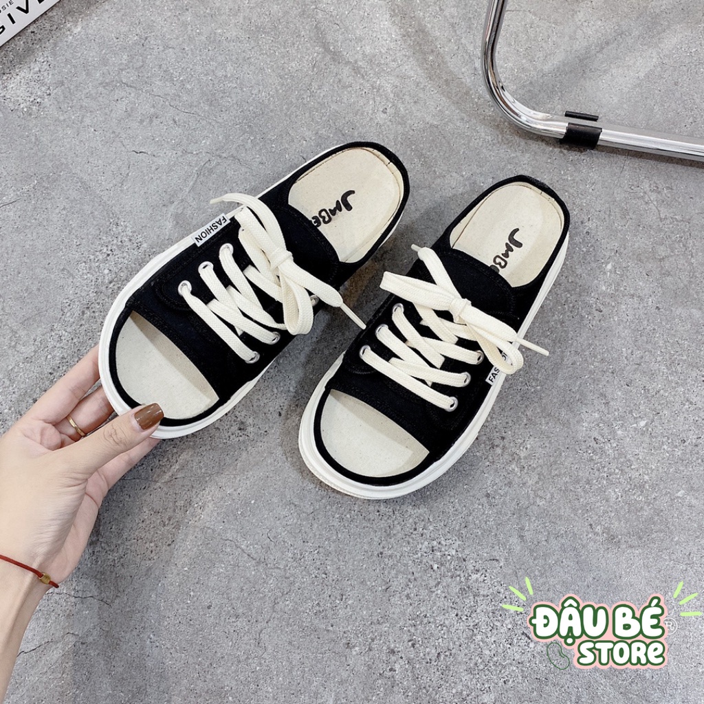 Giày Sục Thể Thao Đế Xuồng Hở Mũi Thời Trang Hàn Quốc - Dép Nữ Quai Ngang Đế Cao 3P Buộc Dây Sang Chảnh - D044 - Daube
