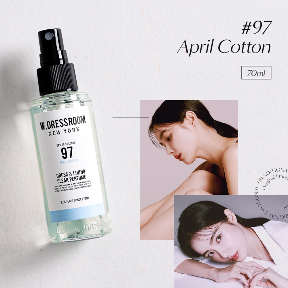Nước hoa xịt thơm W.Dressroom 70ml mùi 97 April Cotton season 2 Hàn Quốc
