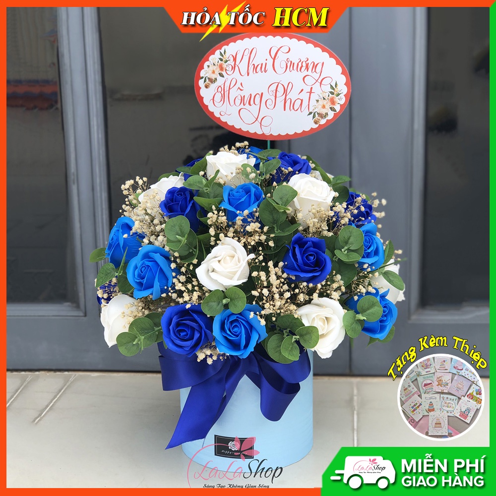 Hộp Hoa Sáp Bầu Trời Trong Xanh - Quà tặng bạn gái, người yêu valentine, 20/10,8/3,20/11,quà cưới, sinh nhật