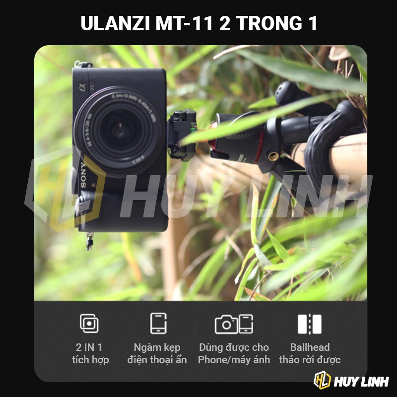 Chân Tripod Mini Ulanzi MT-11 Cho Điện Thoại/Máy ảnh Mirroless, DSLR - Tặng kèm nút chụp hình bluetooth