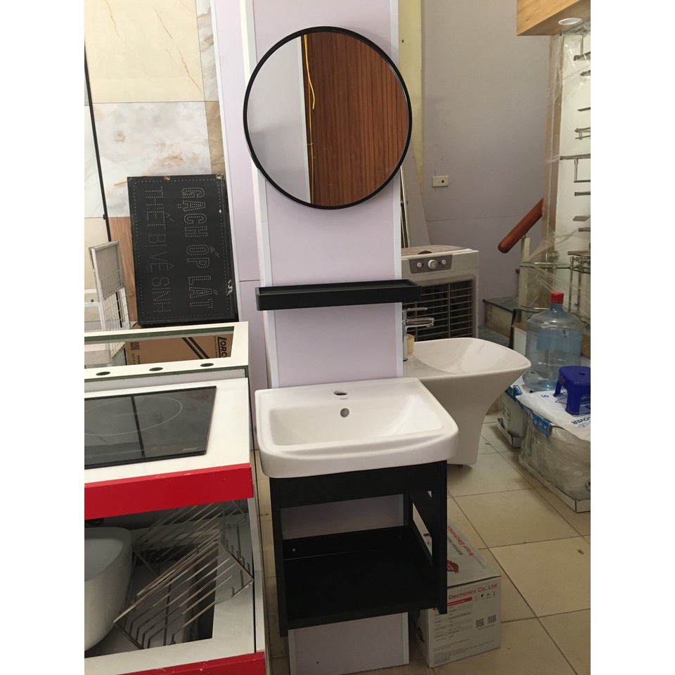 Combo tủ chậu lavabo mini kèm phụ kiện + vòi nano đen