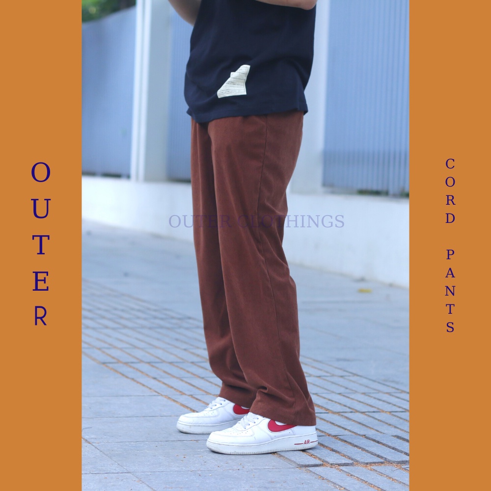 Quần Cord Pants OUTER dáng suông, Vải nhung tăm nhập khẩu, quần thụng, phong cách hiphop - MÀU NÂU