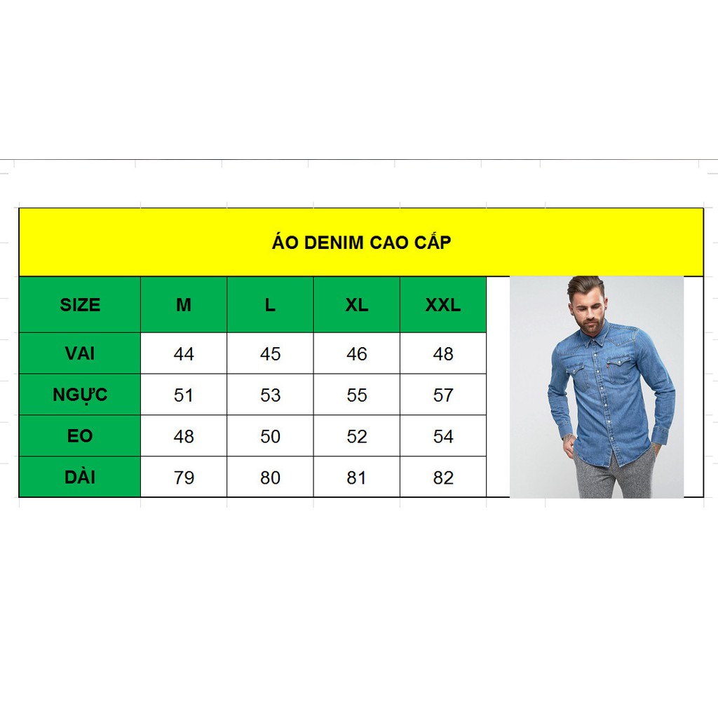 áo sơ mi jean nam dài tay cao cấp form chuẩn loại sơ mi jean denim mặc chất ASJD01 | BigBuy360 - bigbuy360.vn