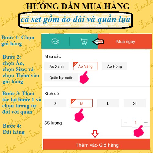 Áo dài nữ Linlee - Áo dài hoa tơ óng màu cam in họa hoa hiện đại size S M L XL