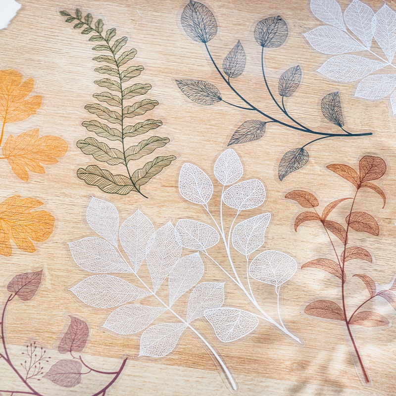 Set 10 Tấm Sticker Dán Trang Trí Sổ Tay DIY Hình Lá Cây