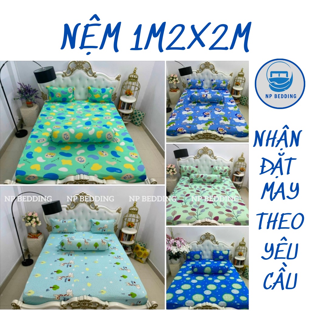 Bộ ga giường thun lạnh hàn quốc,drap trải giường thun 3d size nệm 1m2x2m - NP BEDDING