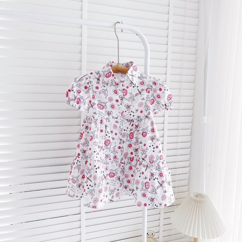 Váy gấu hoa cổ bẻ cho bé gái V4