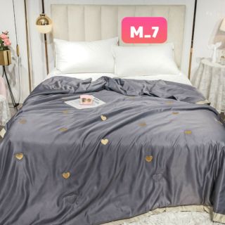 CHĂN LỤA TENCEL 1 MÀU THÊU CAO CẤP