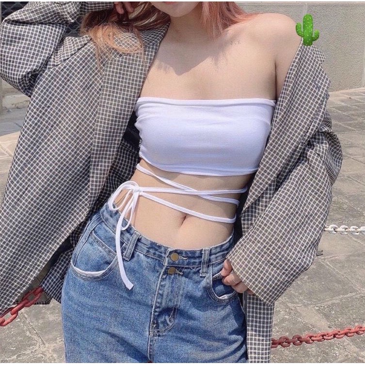 Áo Ống Buộc Dây Eo Mix Nhiều Kiểu Trắng Đen - Áo Quây Dây Cổ Buộc Sexy Body