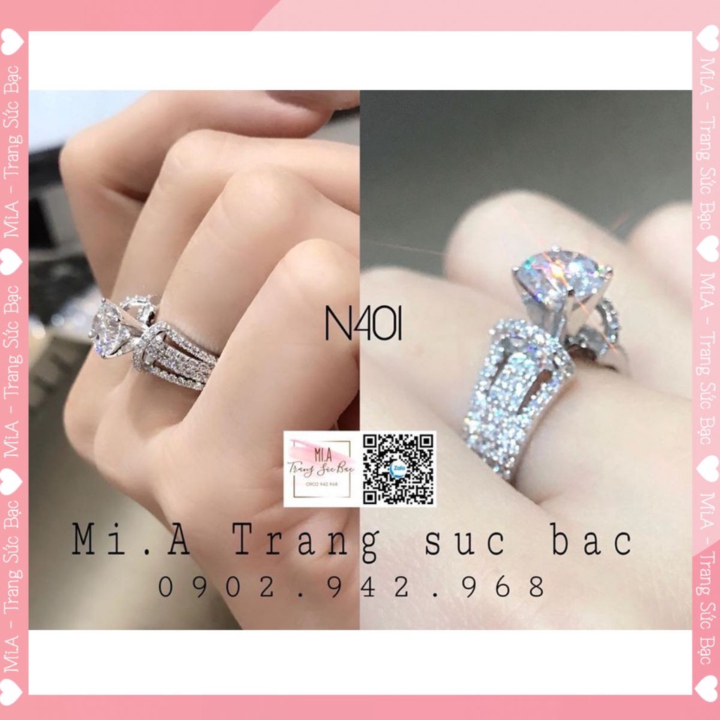 Nhẫn nữ bạc ý 925 cao cấp hột mỹ CZ nhân tạo Mã N401| MiASJ Mi.A Trang sức bạc