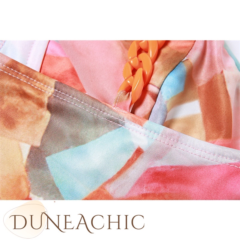 DUNEA Đầm Hoa Hai Dây Hở Lưng Gợi Cảm Cho Nữ