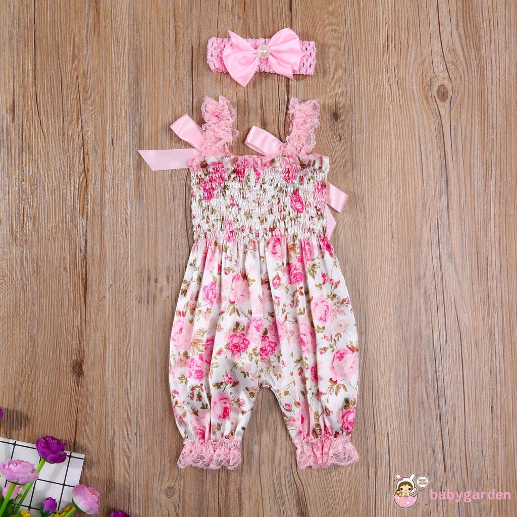 Áo Liền Quần Chấm Bi Và Băng Đô Nơ Cho Bé