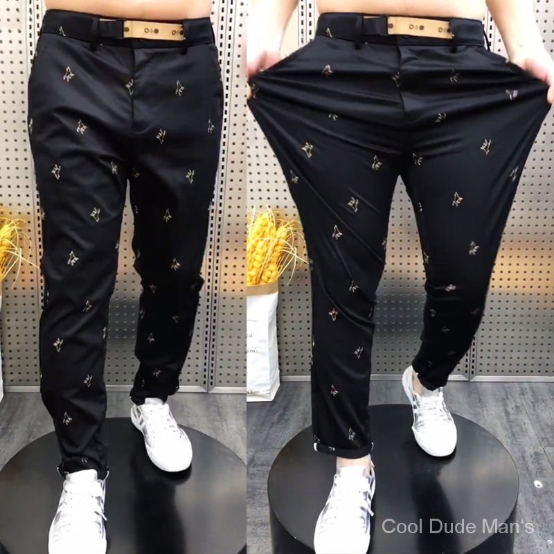 Summer Men's Business Casual Pants All-Matching and Handsome Black Business Trousers Smart Guy Small Straight Pants